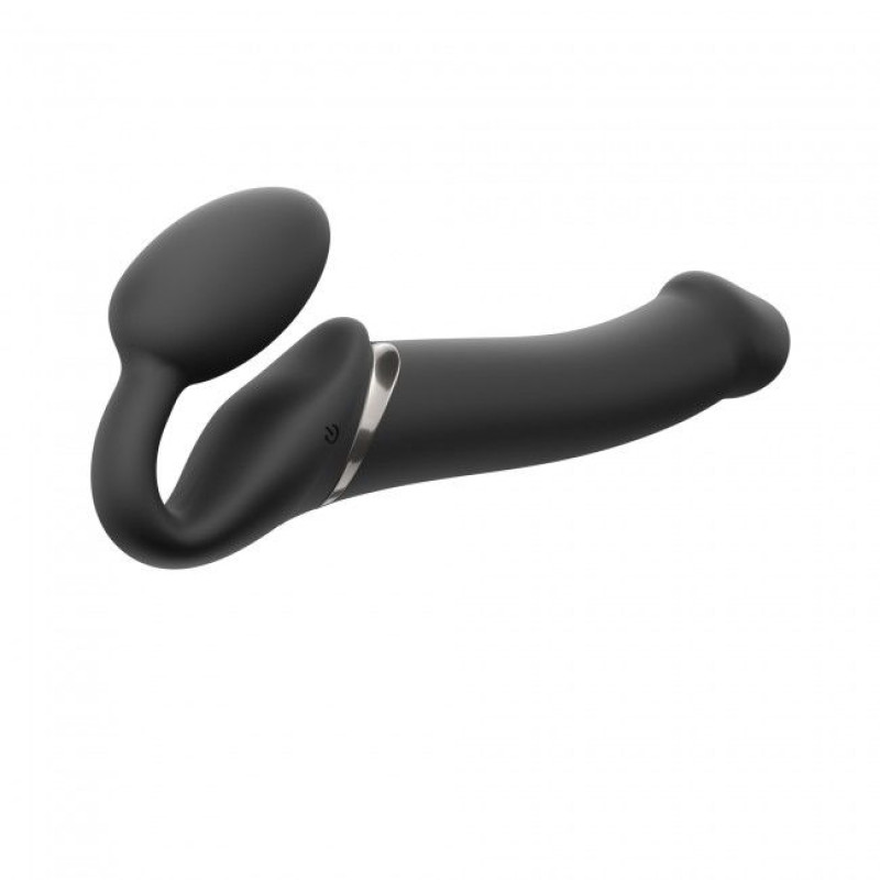 Безремневий страпон з вібрацією Strap-On-Me Vibrating Black L, діаметр 3,7см, пульт ДУ, регульований