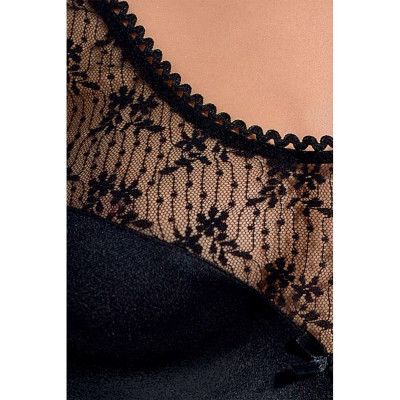Сорочка приталена з чашечками LOTUS CHEMISE black L/XL - Passion Exclusive, трусики