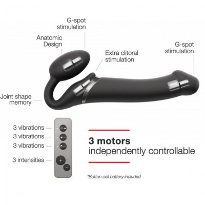 Безремневий страпон з вібрацією Strap-On-Me Vibrating Black L