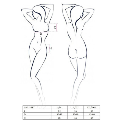 Комплект білизни LOTUS SET cream XXL/XXXL - Passion Exclusive стрінги, ліф, спідниця-пасок для панчіх