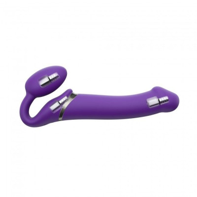 Безремневий страпон з вібрацією Strap-On-Me Vibrating Violet XL, діаметр 4,5 см, пульт ДУ, регульований