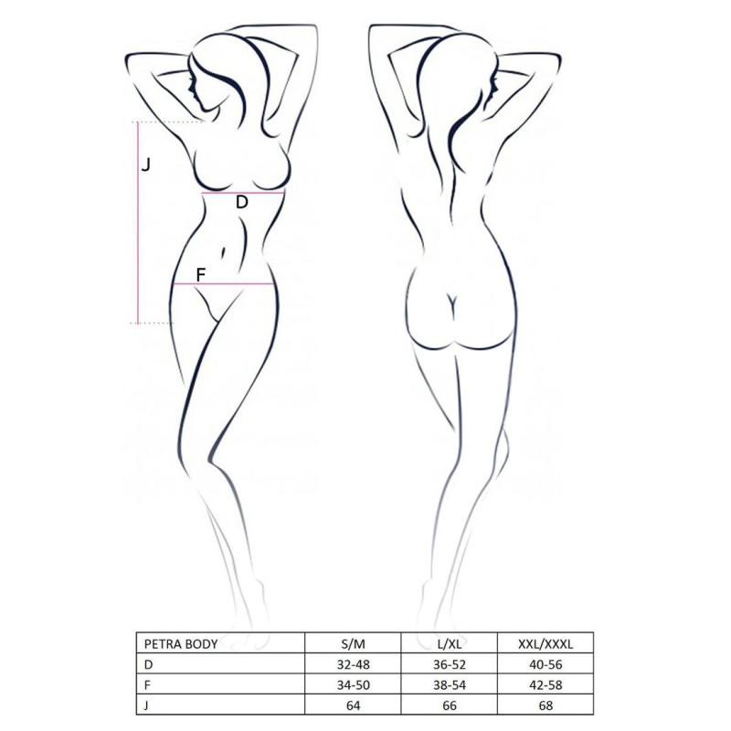Еротичне боді монокіні з глибоким декольте PETRA BODY black XXL/XXXL - Passion Exclusive