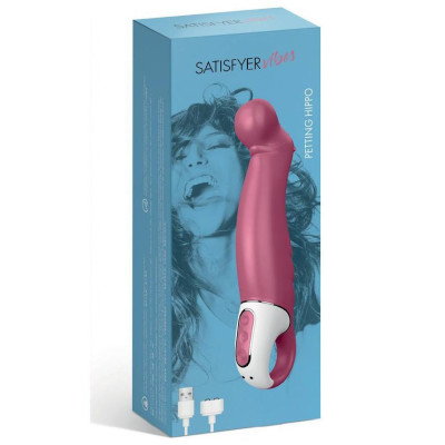 Потужний вібратор Satisfyer Vibes Petting Hippo з гнучким стовбуром, литий силікон, 12 режимів роботи