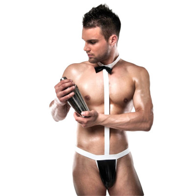 Чоловічий еротичний костюм офіціанта Passion 021 BODY L/XL: дуже відверте еротичне боді