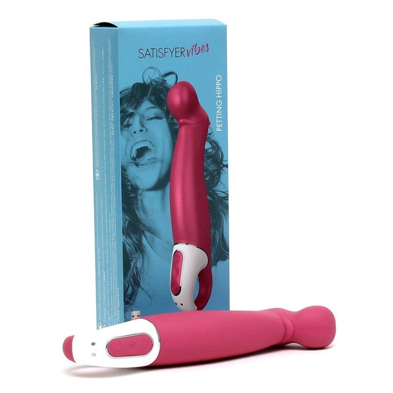Потужний вібратор Satisfyer Vibes Petting Hippo з гнучким стовбуром, литий силікон, 12 режимів роботи