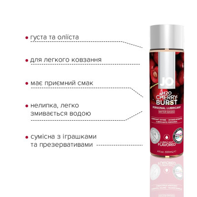 Їстівний лубрикант на водній основі JO H2O - Cherry Burst (Вишня) 120 мл, без цукру