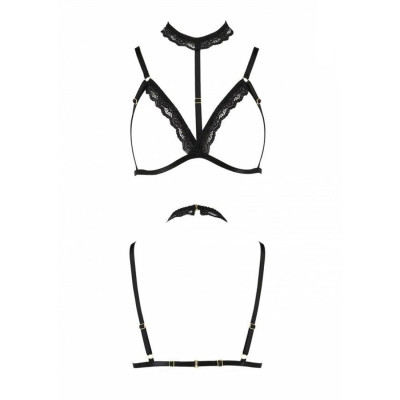 Бюстгальтер-стрепи з чокером SHELLY BRA Black L/XL - Passion Exclusive