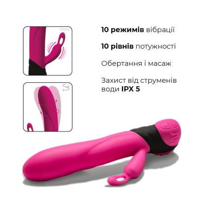 Вібратор з обертанням стовбура Adrien Lastic Bonnie and Clyde, з петелькою для пальчика
