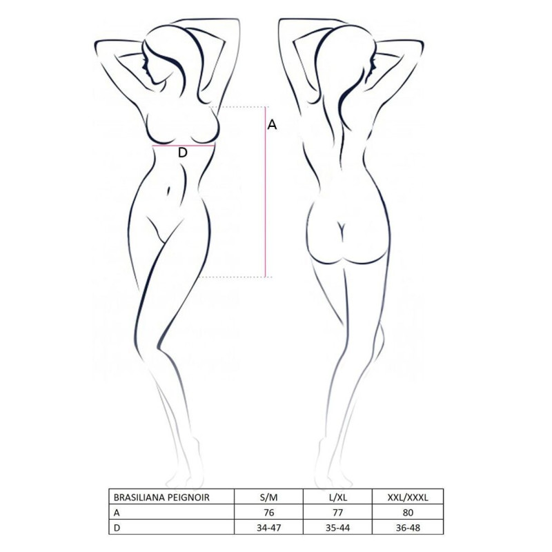 Прозорий пенюар BRASILIANA PEIGNOIR black XXL/XXXL - Passion Exclusive, трусики