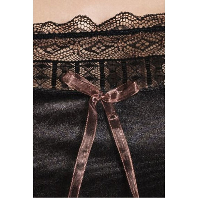 Сорочка приталена EVANE CHEMISE black 6XL/7XL - Passion, трусики, з мереживом