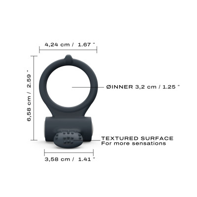 Ерекційне кільце Dorcel Power Clit Black V2 з вібрацією, з язичком зі щіточкою