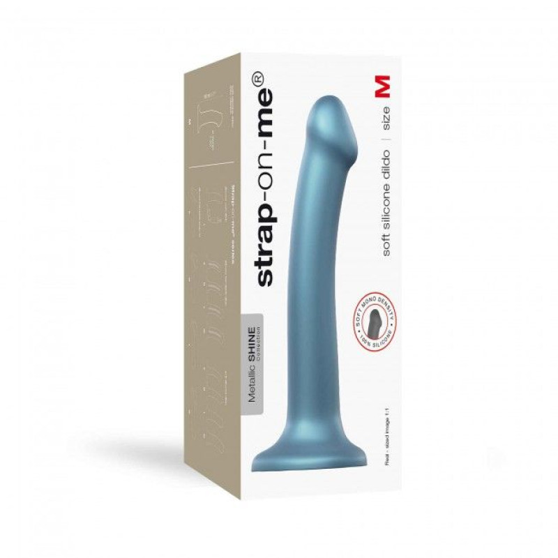 Насадка для страпона Strap-On-Me Mono Density Dildo Blue M, діам. 3,3см, одношаровий силікон, гнучкий