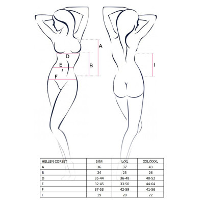Корсет з пажами HELLEN CORSET Black S/M - Passion, трусики, напівпрозорий