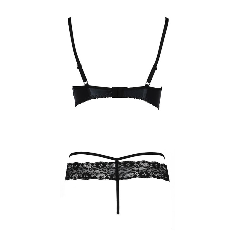 Комплект білизни NORTH SET black XXL/XXXL - Passion Exclusive: ліф і трусики з елементами плаття латекс