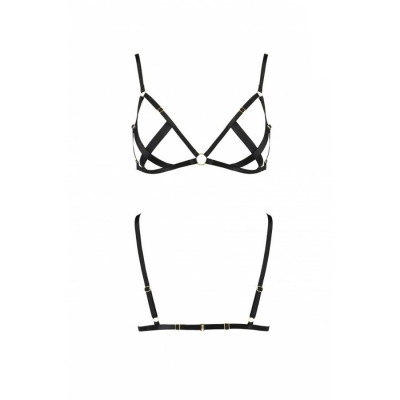 Відкритий бюстгальтер-стрепи NICKY BRA Black L/XL - Passion Exclusive