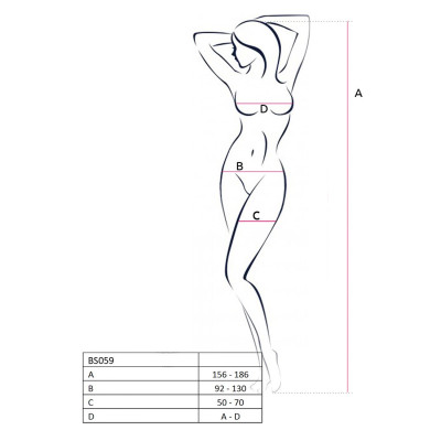 Еротичне бодістокінг Passion BS059 black, комбінезон, імітація панчіх