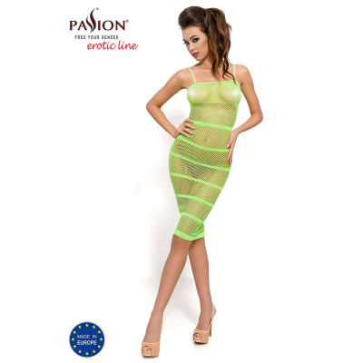 Еротичне бодістокінг Passion BS033 green, плаття-сітка на бретелях, прозоре