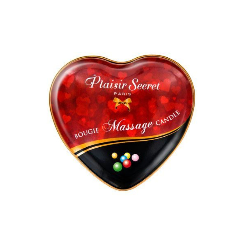 Масажна свічка сердечко Plaisirs Secrets Жуйка (35 мл)