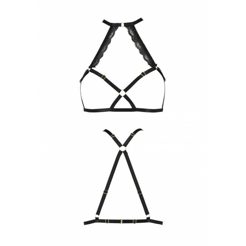 Портупея з стреп з мереживом LORRY BRA black L/XL - Passion Exclusive
