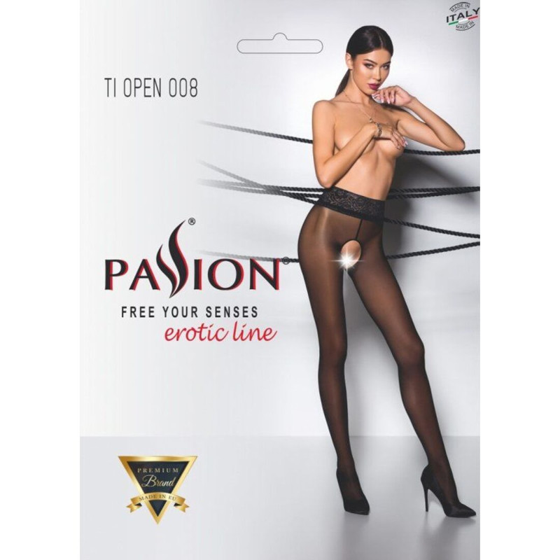 Еротичні колготки TIOPEN 008 nero 1/2 (30 den) - Passion, з вирізом
