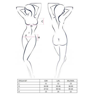 Комплект білизни OFELIA SET OpenBra white S/M - Passion: стрінги, відкритий ліф, широкий пасок