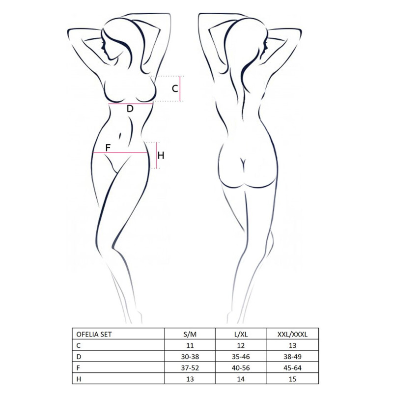 Комплект білизни OFELIA SET OpenBra white S/M - Passion: стрінги, відкритий ліф, широкий пасок