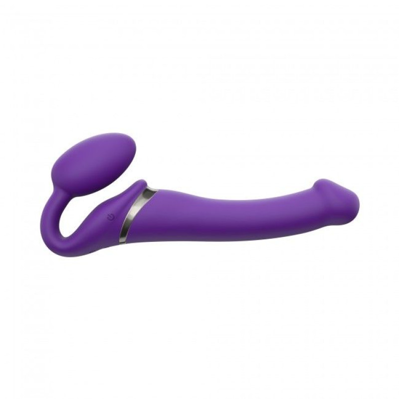 Безремневий страпон з вібрацією Strap-On-Me Vibrating Violet M діаметр 3,3см, пульт ДУ, регульований