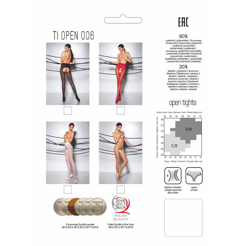 Еротичні колготки TIOPEN 006 beige 1/2 (30 den) - Passion, з вирізом, імітація трусиків