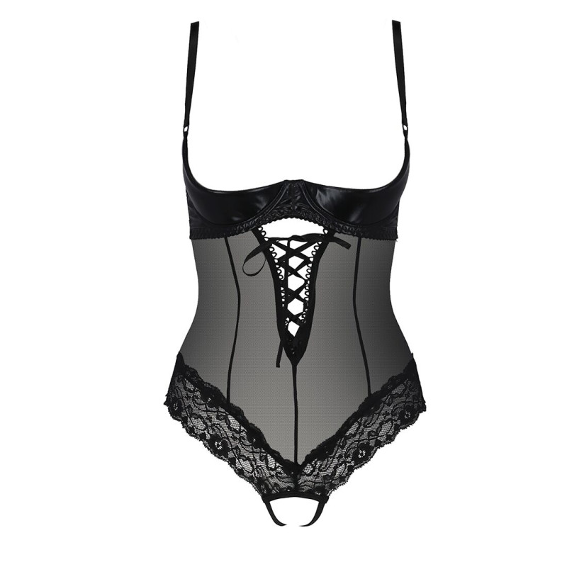 Еротичне боді з відкритими грудьми NORTH BODY black S/M - Passion Exclusive