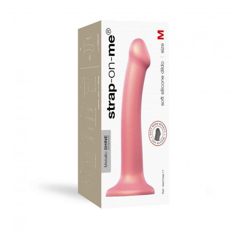 Насадка для страпона Strap-On-Me Mono Density Dildo Rose M, діам. 3,3см, одношаровий силікон, гнучкий