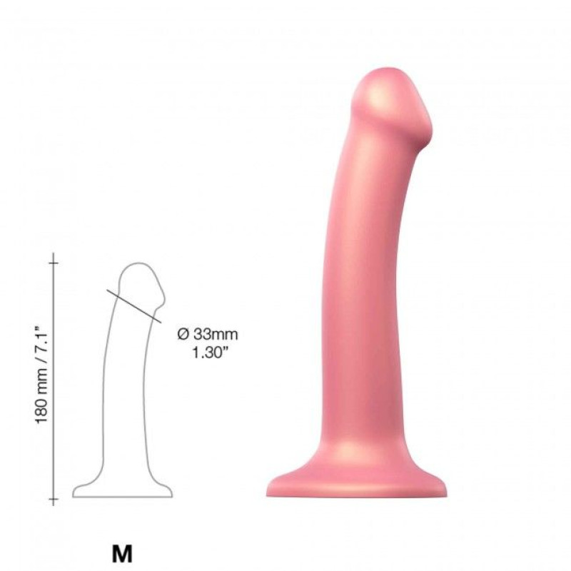 Насадка для страпона Strap-On-Me Mono Density Dildo Rose M, діам. 3,3см, одношаровий силікон, гнучкий