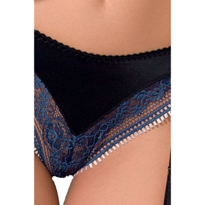 Комплект білизни GISELE SET Black L/XL - Passion Exclusive: ліф, трусики з пажами