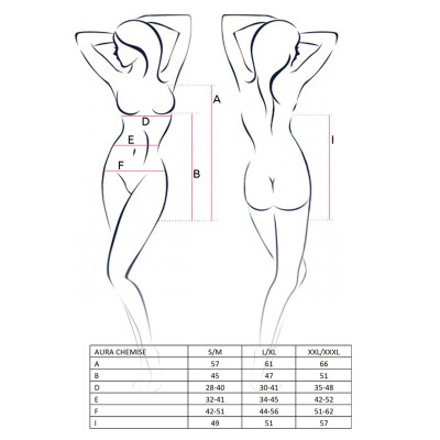 Сорочка плаття AURA CHEMISE black XXL/XXXL - Passion, трусики, халтер, зі спущеними бретелями