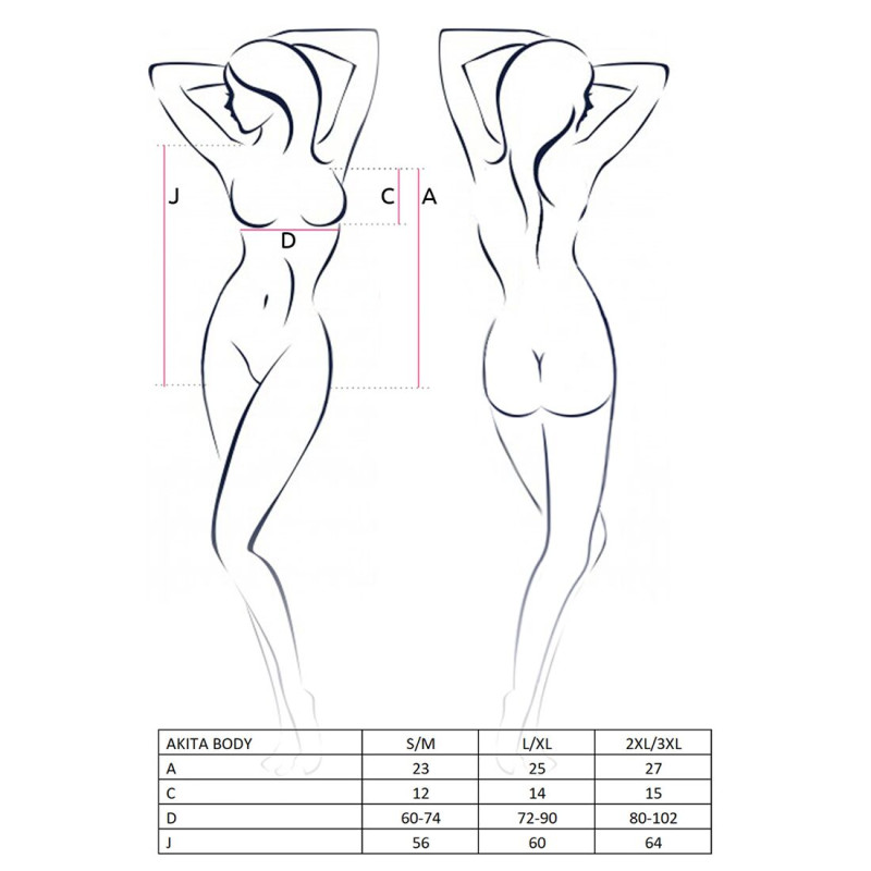 Еротичне боді з високим вирізом стегна AKITA BODY red L/XL - Passion Exclusive