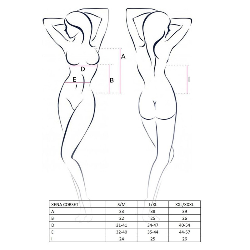 Корсет з пажами XENA CORSET white L/XL - Passion, трусики, квітковий узор, напівпрозорий