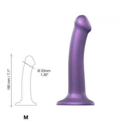 Насадка для страпона Strap-On-Me Mono Density Dildo Violet M, діам. 3,3см, одношаровий силікон, гнучко