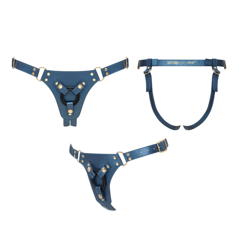 Трусики для страпону Strap-On-Me Leatherette Harness Generous - One Size - Blue