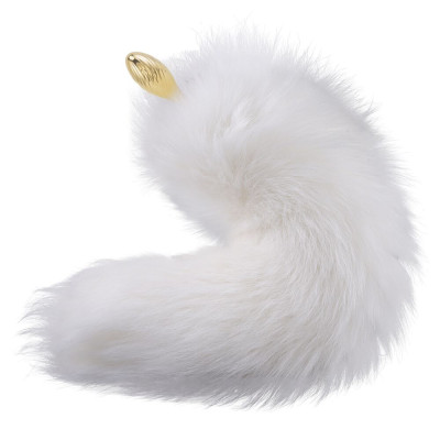 Металева анальна пробка LOCKINK SEVANDA White Fox-Tail Anal Pear-shape Plug, лисячий хвіст