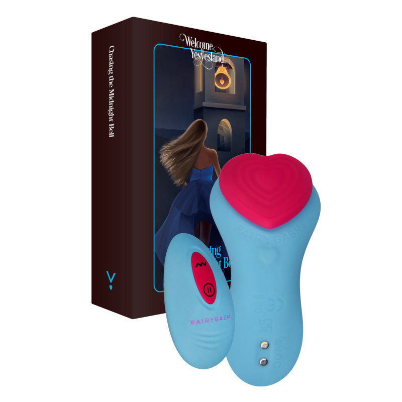 Вібратор у трусики FairyGasm HeartGem blue, на магніті, пульт ДУ