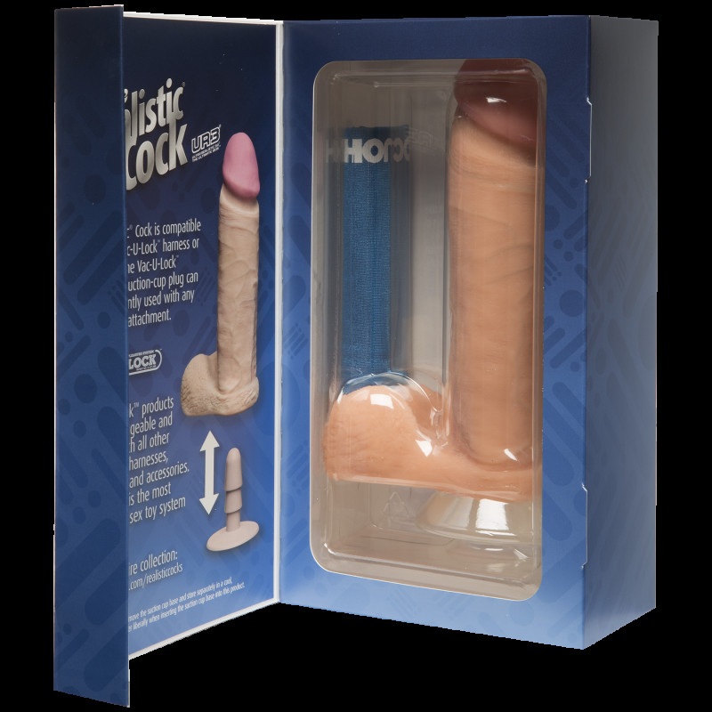 Фалоімітатор Doc Johnson Realistic Cock 8 inch White - ULTRASKYN, Vack-U-Lock, діаметр 5,1см (м'ята упаковка)