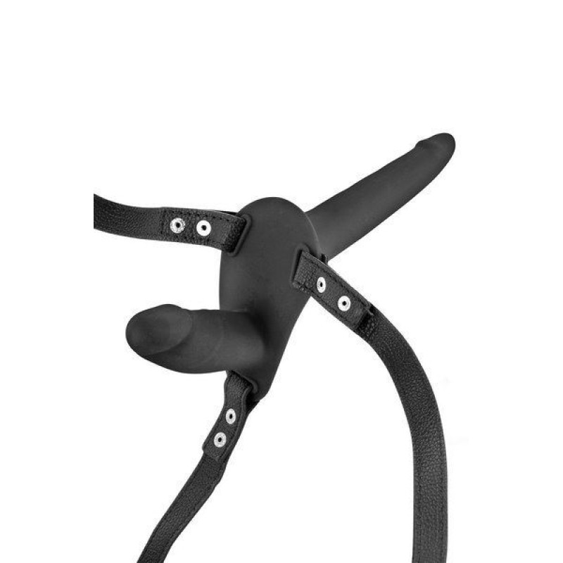 Подвійний страпон Fetish Tentation Strap-On with Double Dildo Black (м'ята упаковка)