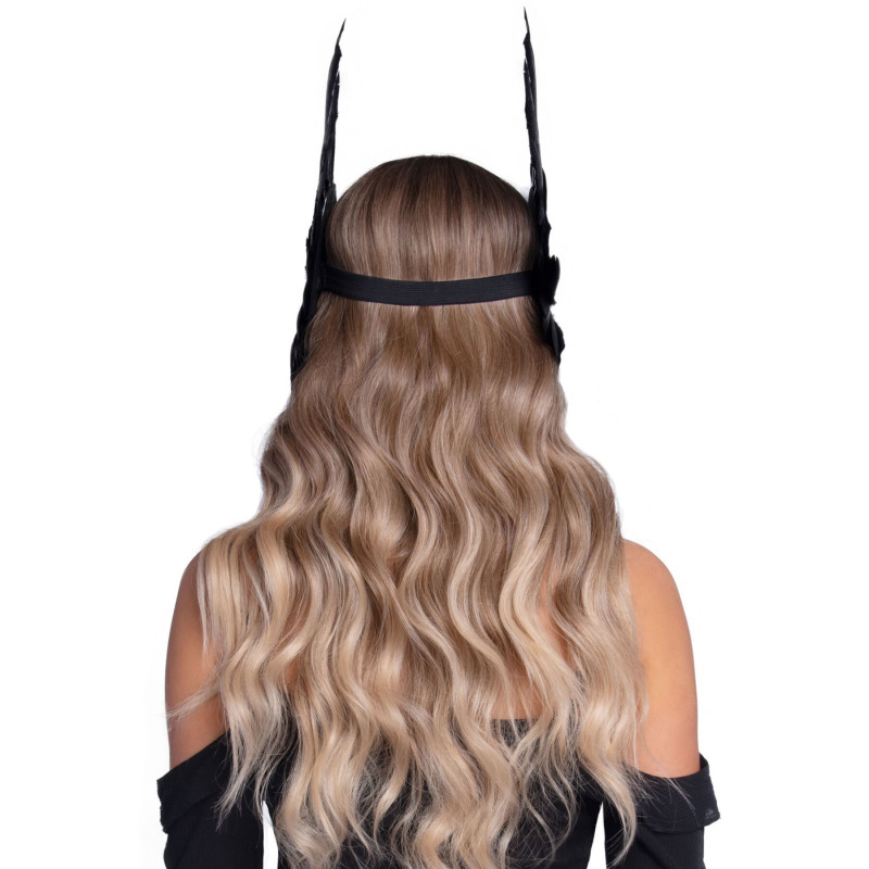 Пов'язка на голову з крилами Leg Avenue Feather headband Black, пір'я та натуральна шкіра