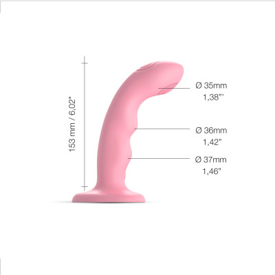 Насадка для страпону Strap-On-Me TAPPING DILDO WAVE - CORAL PINK