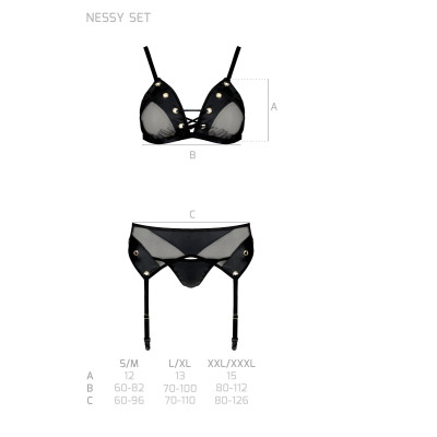 Комплект білизни NESSY SET Black L/XL - Passion