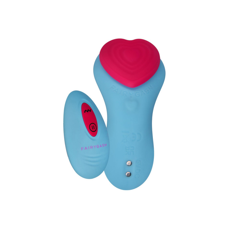 Вібратор у трусики FairyGasm HeartGem blue, на магніті, пульт ДУ