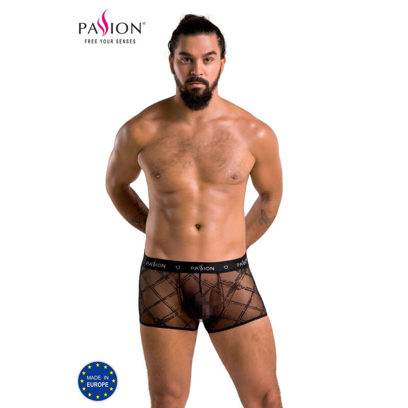 Чоловічі прозорі боксери Passion 032 Short James L/XL Black, сітка