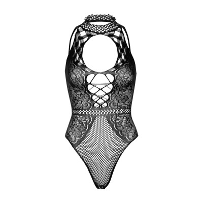 Боді Leg Avenue Net and lace halter bodysuit OS Black