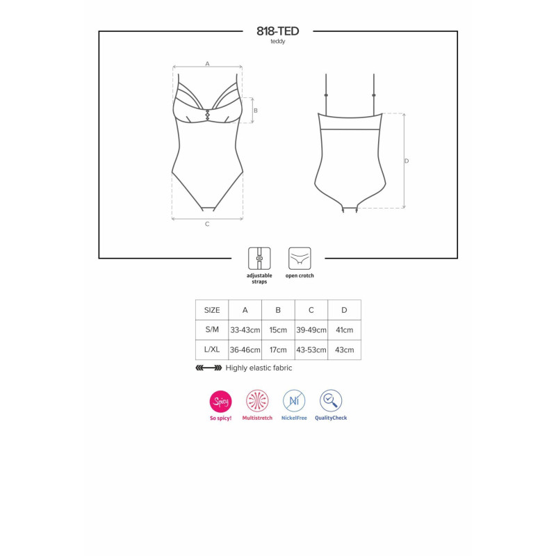 Боді з доступом Obsessive 818-TED-1 M/L, чорне
