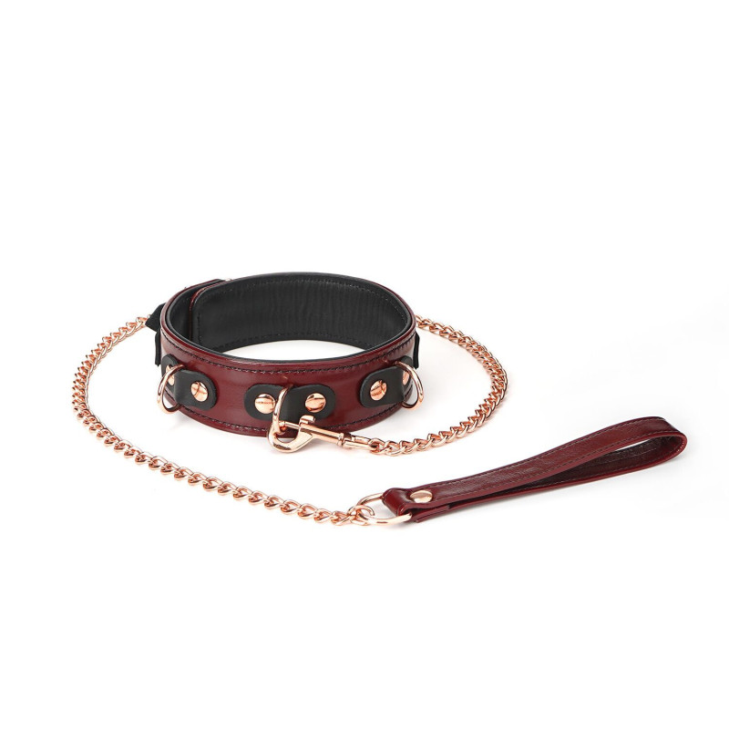 Нашийник з повідцем Liebe Seele Wine Red Collar and Leash (м'ята упаковка)