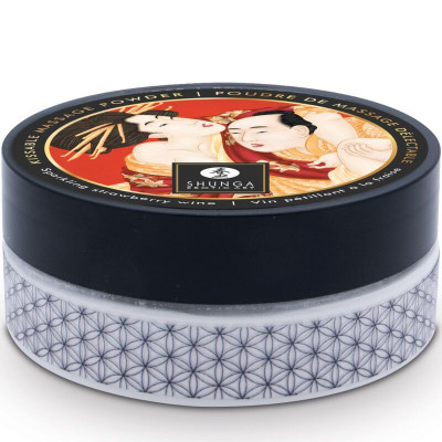 Смачна пудра для оральних ласк Shunga Body Powder - Полуничне шампанське (75 грам)